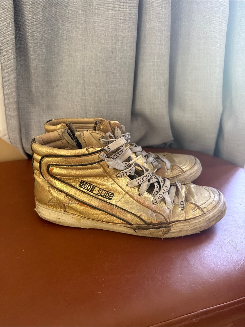 Golden Goose Metallic Gold High-Top Sneakers- Custom Laces